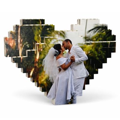 Brick Your Pic - Heart Shaped Photo Brick - Personalized Couples Gift