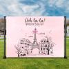 Personalized Pink and Black Paris Themed Baby Shower Vinyl Backdrop view 2