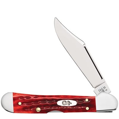 Case XX WR POCKET KNIFE MINI COPPERLOCK POCKET WORN OLD RED JIG BONE, ITEM 10307, LENGTH CLOSED 3 5/8 INCH (61749L SS)