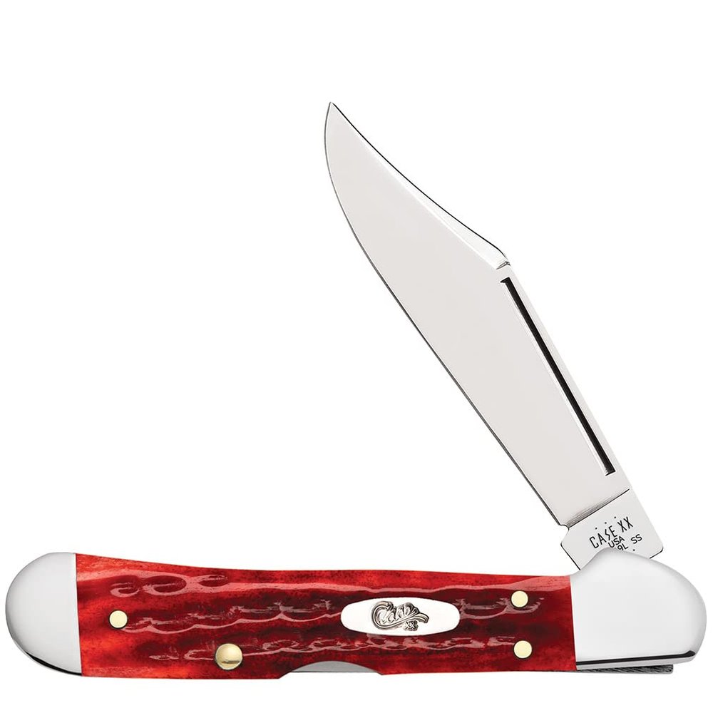Case XX WR POCKET KNIFE MINI COPPERLOCK POCKET WORN OLD RED JIG BONE, ITEM 10307, LENGTH CLOSED 3 5/8 INCH (61749L SS)