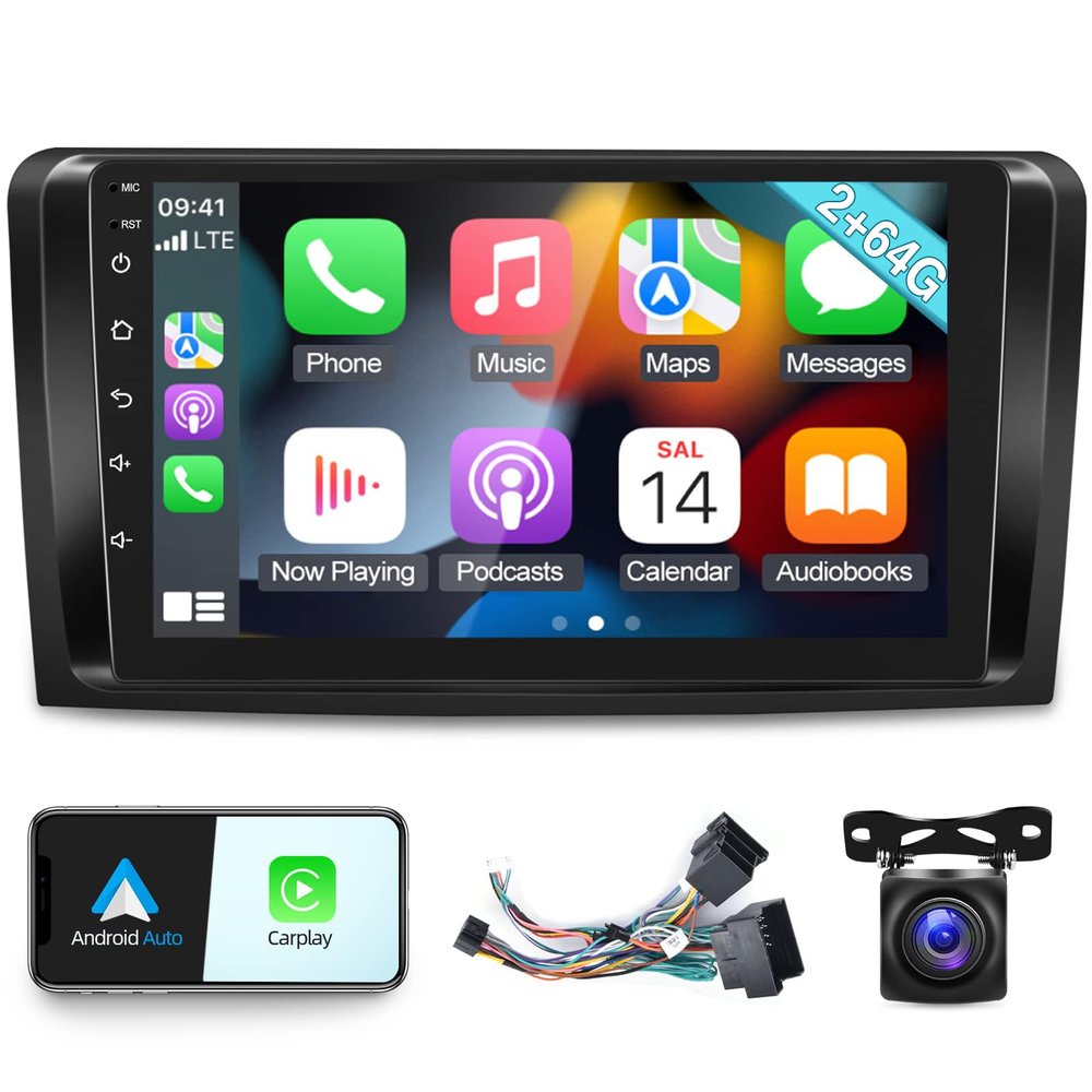 Car Radio for Mercedes Benz GL ML Class W164 X164 ML350 ML500 ML280 GL320 GL350 GL450 2005-2011, [2+64G] Android Touchscreen Stereo, Carplay/Android Auto/Bluetooth/Hi-Fi +AHD Backup Camera
