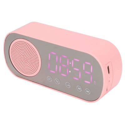 Digital Alarm Clock, HiFi LED Mirror Screen Alarm Clock, Playback Speaker Dual Alarm Clock Radio, TF Card, FM, Portable Electronic Clock for Reading, Travel