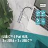 DIGITUS 4-Port USB-C Hub - USB 3.1 Gen 2-2X USB A + 2X USB-C - up to 10Gbps - Plug & Play - Aluminum Case - Dark Grey view 4