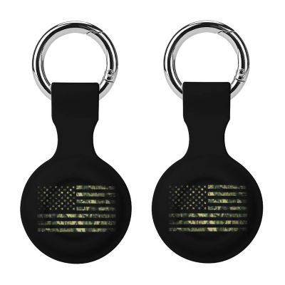 American Camouflage Flag Case for Airtag with Keychain Protective Silicone Air Tag Accessories Holder