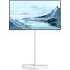Universal Corner TV Floor Stand with Swivel Mount for 32-65 inch LED LCD Plasma Flat Panel or Curved Screen TVs, Mid Century Modern TV Stand with Height Adjustable and Semi Circular Glass Base, White view 1
