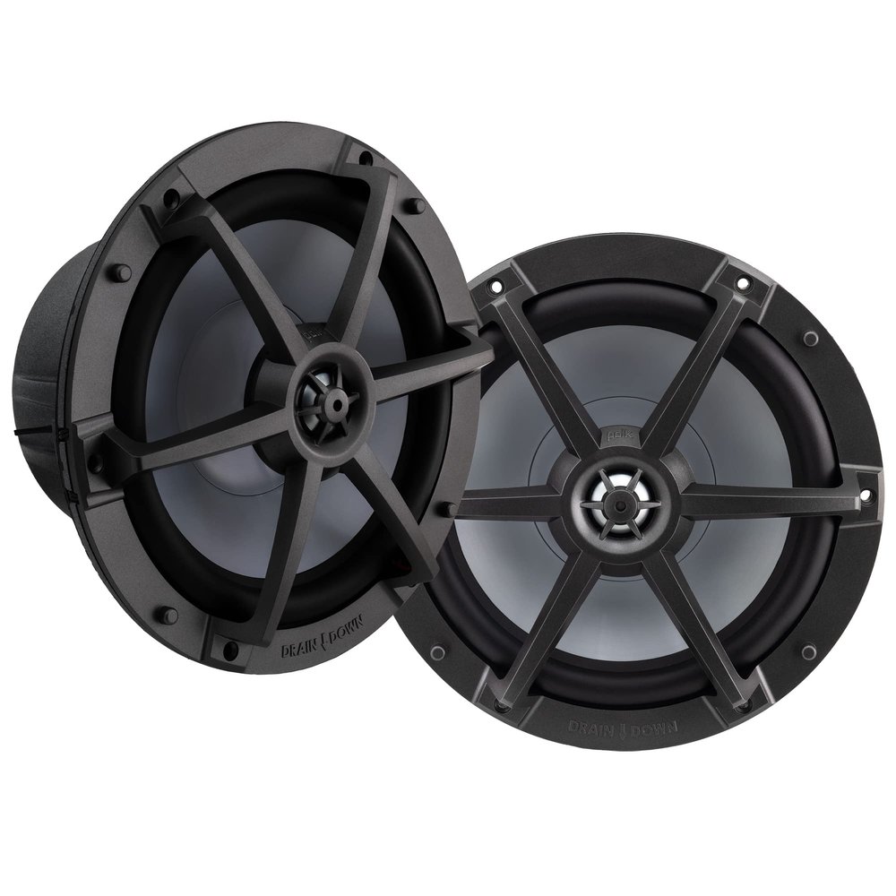 RecPro RV 8.8" Coaxial Water-Resistant Speaker Indoor/Outdoor with RGB LED Lighting (1, Smoke)