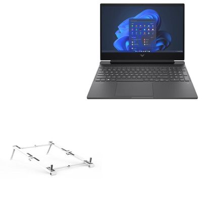 BoxWave Stand and Mount Compatible with HP Victus 15 (15z-fb000) - Pocket Aluminum Stand 3-in-1, Portable Multi Angle Viewing Riser - Metallic Silver