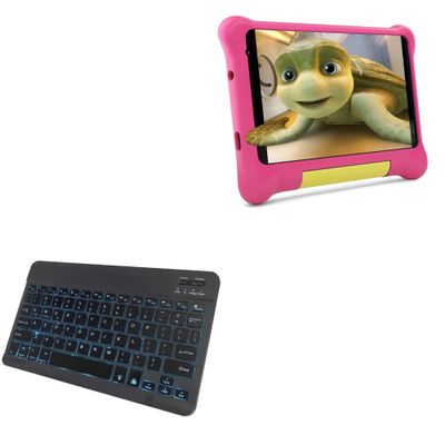 BoxWave Keyboard Compatible with Coolfan Android 10 Go Tablet TK706 (7 in) - SlimKeys Bluetooth Keyboard - with Backlight, Portable Slim LED 7 Colors - Jet Black