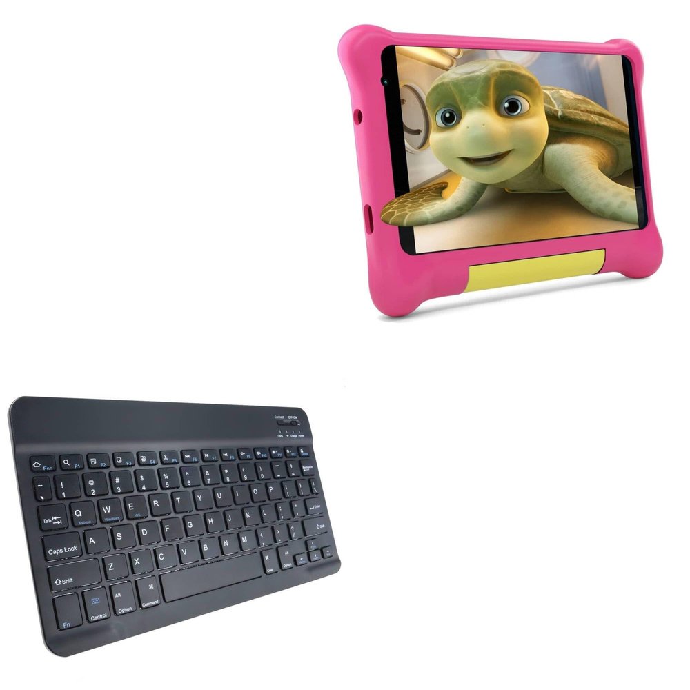 BoxWave Keyboard Compatible with Coolfan Android 10 Go Tablet TK706 (7 in) - SlimKeys Bluetooth Keyboard, Portable Thin with Chiclet-Style Keys - Jet Black
