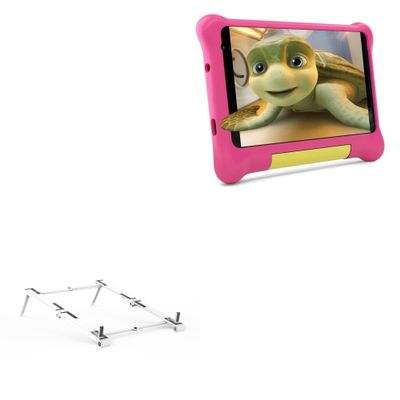 BoxWave Stand and Mount Compatible with Coolfan Android 10 Go Tablet TK706 (7 in) - Pocket Aluminum Stand 3-in-1, Portable Multi Angle Viewing Riser - Metallic Silver
