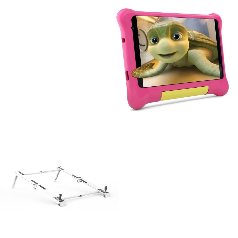 BoxWave Stand and Mount Compatible with Coolfan Android 10 Go Tablet TK706 (7 in) - Pocket Aluminum Stand 3-in-1, Portable Multi Angle Viewing Riser - Metallic Silver