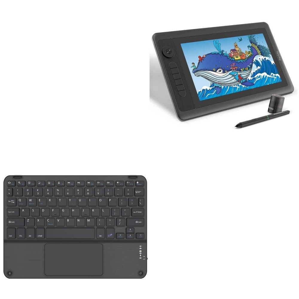 BoxWave Keyboard Compatible with Parblo Coast 12 Pro - SlimKeys Bluetooth Keyboard with Trackpad, Portable Slim TouchPad - Jet Black