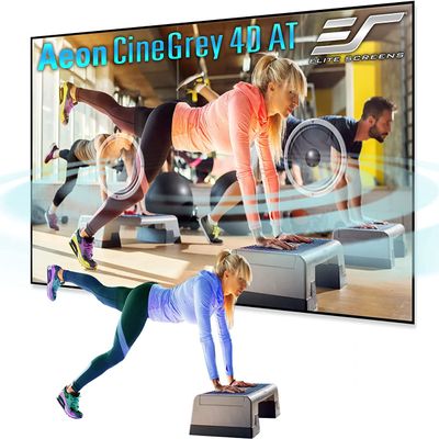 Elite Screens Aeon CineGrey 4D Acoustically Transparent, 110" Diag. 16:9, 4K/8K Ceiling Ambient Light Rejecting (CLR/ALR) Fixed Frame Edge Free Sound Transparent Projector Screen, AR110H-ATD4