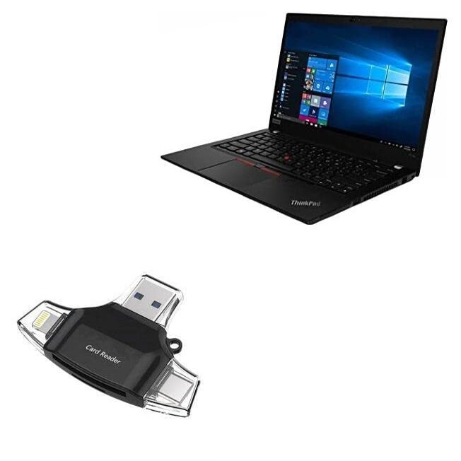 BoxWave Smart Gadget Compatible with Lenovo ThinkPad P14s (20VX) - AllReader SD Card Reader, microSD Card Reader SD Compact USB - Jet Black