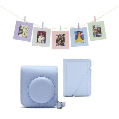 instax mini 12 acessory kit, camera case, photo album, hanging cards and pegs, Pastel Blue