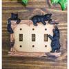 Set Of 2 Black Bear & Twigs Wall Light Cover Plate Triple Toggle Switches view 1