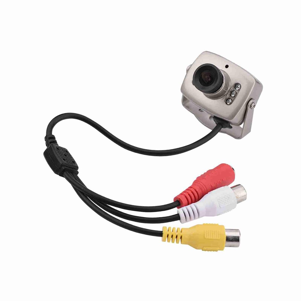 Wired Mini Analog CCTV Camera, Audio Video Surveillance Camera, Mini 6LED Wired CMOS CCTV Security Camera Night Vision Digital Video Camera PAL (NTSC Format (Delivered on Sticky Notes))