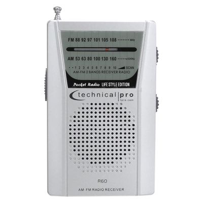 Portable AM-FM Pocket Radio - 2AA Battery Operated Listening Device with Headphone Output, Speaker, Manual Tuning Knob & Wrist Strap for Easy Carrying (Battery Not Included)