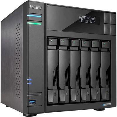 Asustor Lockerstor 6 Gen2 AS6706T - 6 Bay NAS, Quad-Core 2.0 GHz CPU, 4X M.2 NVMe Slots, Dual 2.5GbE, Upgradable to 10GbE, 8GB DDR4 RAM, Content Creation Network Attached Storage (Diskless) - The No-C
