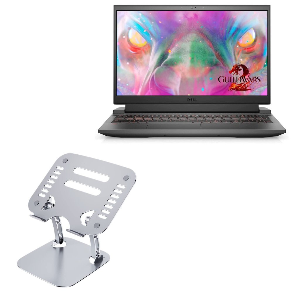BoxWave Stand and Mount Compatible with Dell G15 Gaming (5511) - Executive VersaView Laptop Stand, Ergonomic Adjustable Viewing Angle Metallic Riser - Metallic Silver