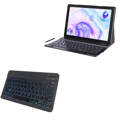 BoxWave Keyboard Compatible with YUMKEM Octa Core Tablet L211 (10 in) - SlimKeys Bluetooth Keyboard - with Backlight, Portable Slim LED 7 Colors - Jet Black