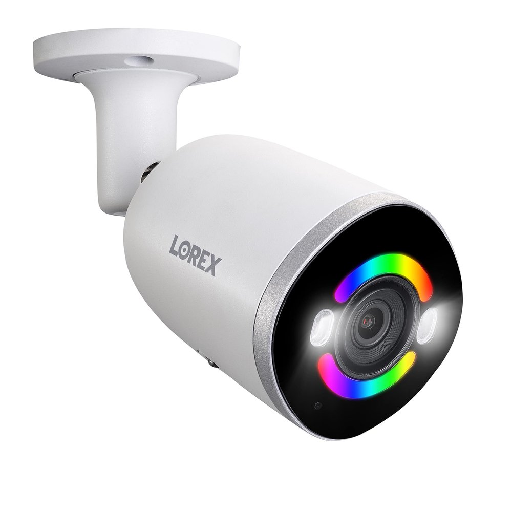 Lorex 4K Smart Security Lighting Deterrence Bullet AI PoE IP Wired Camera with Smart Motion Detection Plus and IP67 Weatherproof Rating