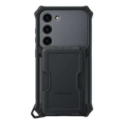 Samsung Galaxy S23 Rugged Gadget Phone Case, Heavy Duty Protective Cover w/Platform for Card Slot Holder, Wrist Strap, Detachable Accessories, US Version, EF-RS911CBEGUS, Titan