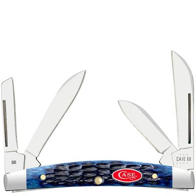 Case XX WR POCKET KNIFE NAVY BLUE JIGGED BONE SMALL CONGRESS, ITEM 6893, LENGTH CLOSED 3 1/8 INCH (6468 SS)
