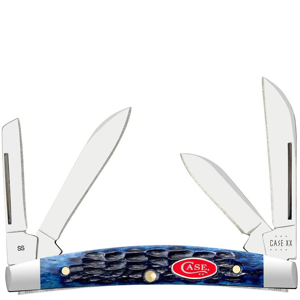 Case XX WR POCKET KNIFE NAVY BLUE JIGGED BONE SMALL CONGRESS, ITEM 6893, LENGTH CLOSED 3 1/8 INCH (6468 SS)