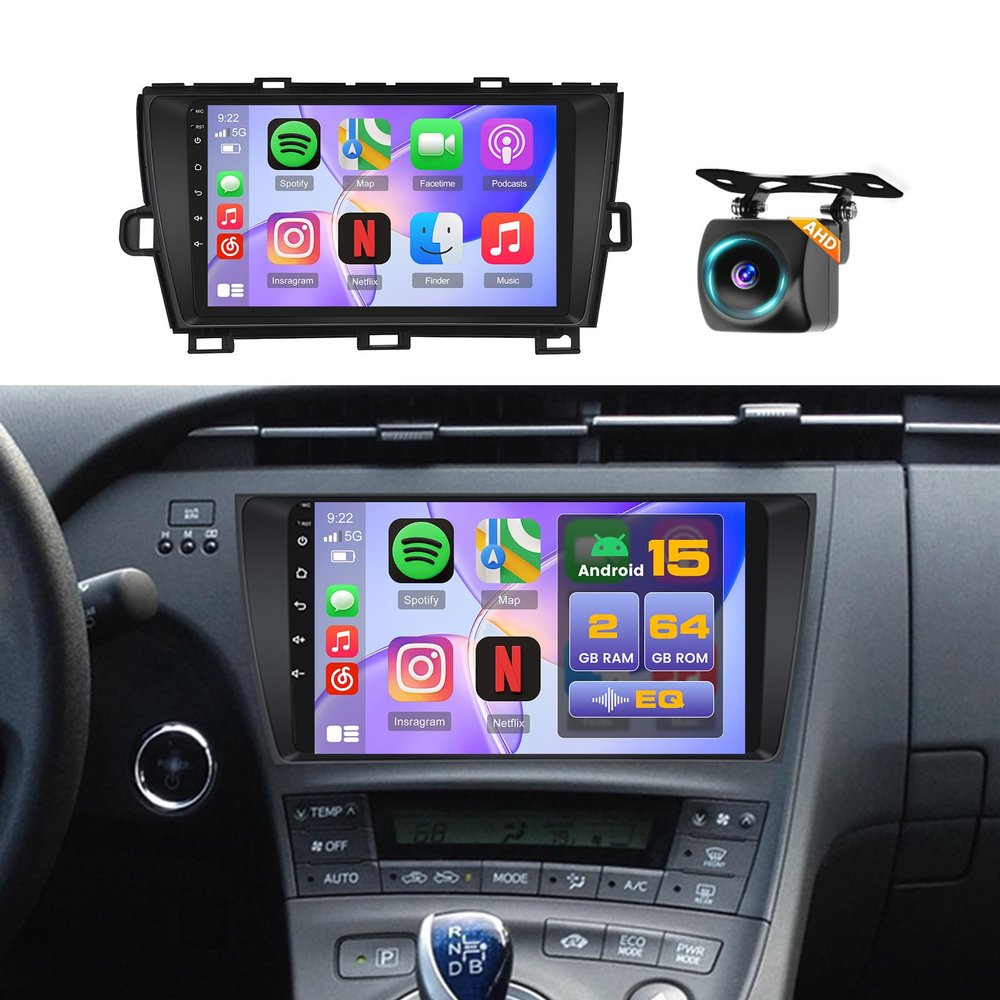 2+64G Android 15 for Toyota Prius Car Stereo 2010 2011 2012 2013 2014 2015(Non J.B.L), 9" Touchscreen Wireless CarPlay & Android Auto HiFi Bluetooth GPS WiFi EQ SWC FM RDS Radio
