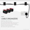 3pc VHB Adhesive Cable Organizer Holder, for Heavy Cables, PC Cords & Wires with Strong Adhesive, Under Desk Mount Management - Small (Black) view 3