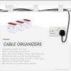 3pc VHB Adhesive Cable Organizer Holder, for Heavy Cables, PC Cords & Wires with Strong Adhesive, Under Desk Mount Management - Small (White) view 3