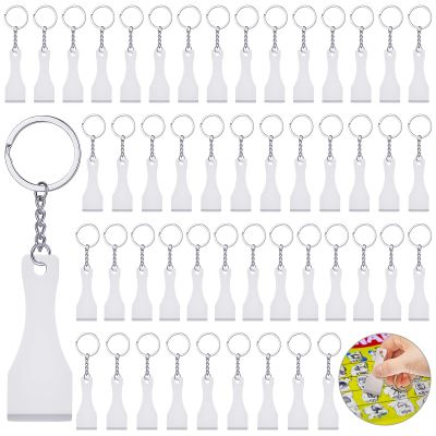 Bucherry 50 Pcs Scratcher Tool Plastic Scraper Tool Keychain Scoop Shape Lotto Scratcher Keyring Gambler Lucky Gift for Tickets Stickers Labels Films Sublimation Multifunction (White)