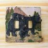 Set Of 2 Rustic Western Bear And Cubs Double Toggle Light Switch Plate Cover view 1