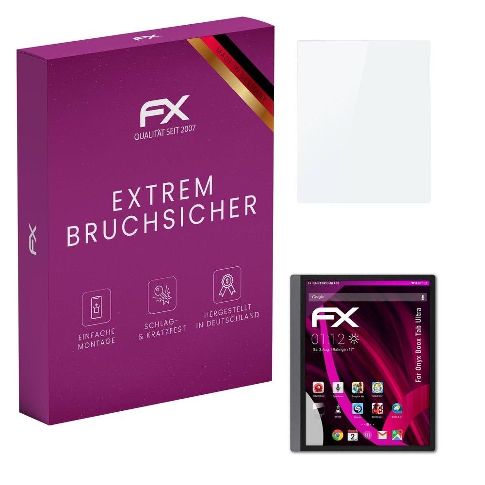 atFoliX Plastic Glass Protective Film compatible with Onyx Boox Tab Ultra, 9H Hybrid-Glass FX Screen Protector