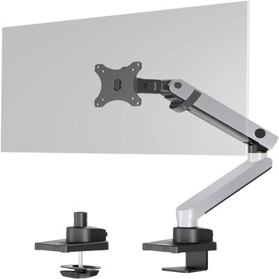 Durable Monitor Mount Select for 1 Screen - Monitor Stand with Clamp for Desks - VESA 75/100 - for Screens Upto 32 Inches - Height Adjustable, Rotate & Tilt - Securely Holds Screens Upto 8KG
