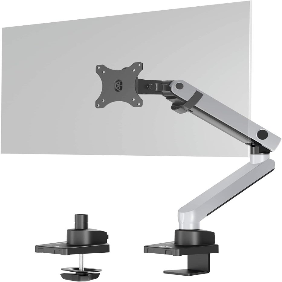 Durable Monitor Mount Select for 1 Screen - Monitor Stand with Clamp for Desks - VESA 75/100 - for Screens Upto 32 Inches - Height Adjustable, Rotate & Tilt - Securely Holds Screens Upto 8KG