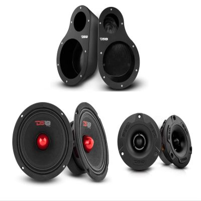 DS18 EN6P Universal Speaker Pods Bundle - 1 Set Left & Right Kick Panel + 2X 6.5 Midrange Speakers + 2X 1 Super Bullet Tweeters - Great for Slingshot, SXS, Motorsports & ATV/UTV