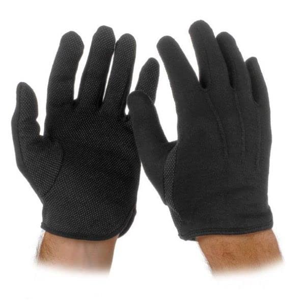 Mil-Bar Black Cotton Wrist Length Sure-Grip Gloves, Small
