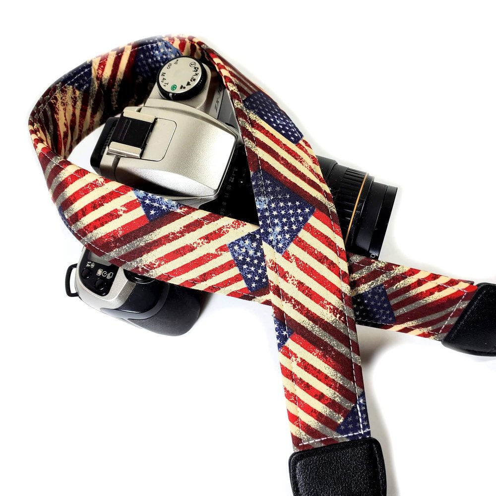 American Flag Camera Strap, USA Camera Strap Universal DSLR Neck & Shoulder Strap, Photography Accessory, Gift for Men & Women