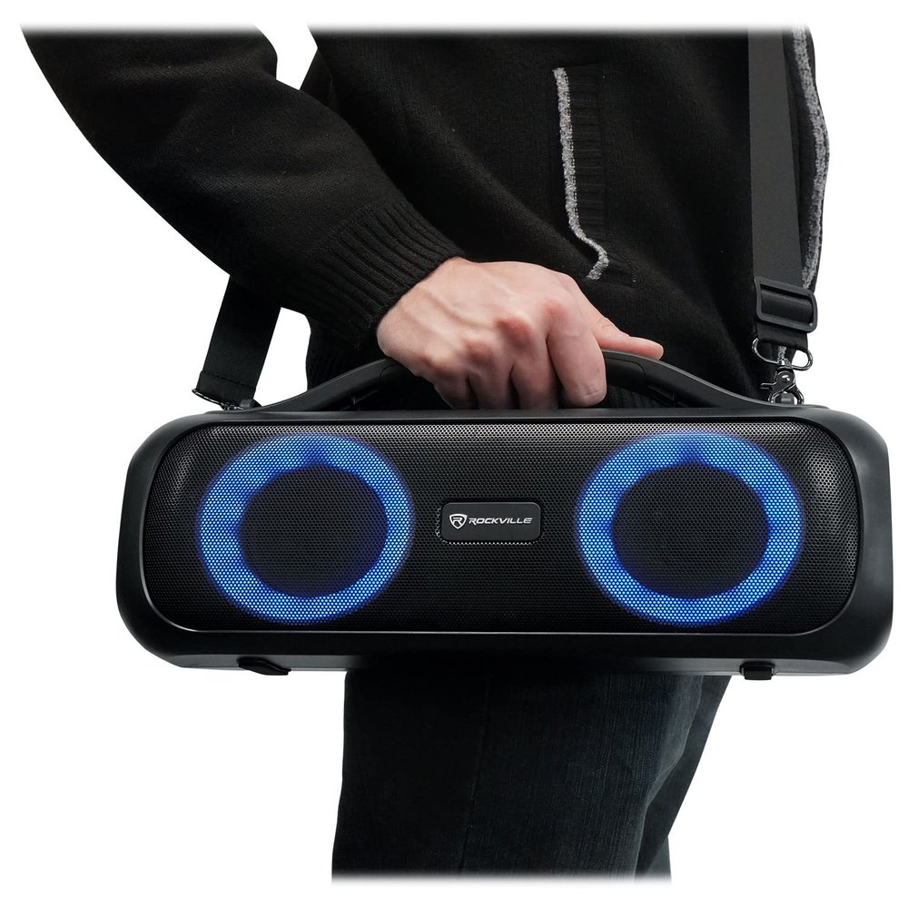 Rockville Go Party D4 30W Portable LED Bluetooth Speaker, Deep Bass, IPX5 Water Resistant, TWS Linking, Long Battery Life, Perfect for Parties and Outdoor Events