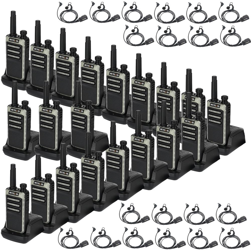 Retevis RB66 Walkie Talkie 1 Hour Fast Charging,Portable FRS Two-Way Radios with Earpiece,USB-C Charging,Flashlight,Fluorescent Design,Business 2 Way Radio for Catering Healthcare School(20 Pack)