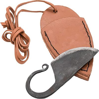 Celtic Pocket Knife Hand Forged Necklace Knife,Hardened Blade, Vintage, Art Collection, Antiquity, Great.Beautiful Product. with Leather Sheath