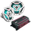 JVC KS-DR2004D 4-Channel Compact Digital Amplifier 50W RMS x 4 @ 4 ohms with 2 Pairs CS-DR621MWL 6.5" Marine Speakers w/White Grills and LED Lighting for Car, Marine, UTV and Motorcycle view 1