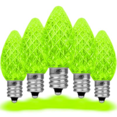 Novelty Lights 25PK C7 LED Faceted Dimmable Outdoor Halloween Light Bulbs