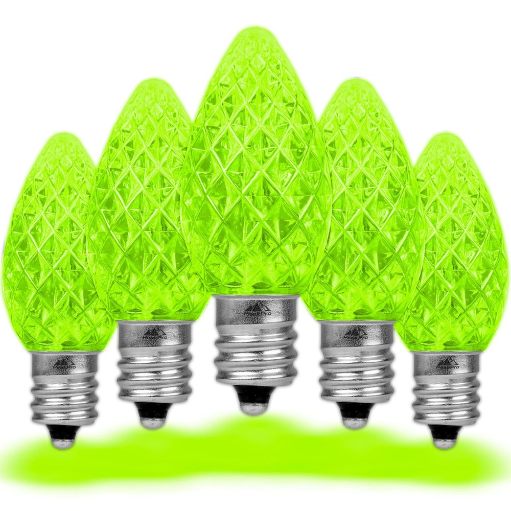 Novelty Lights 25PK C7 LED Faceted Dimmable Outdoor Halloween Light Bulbs