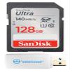 SanDisk Ultra SD 128GB Memory Card Works with Panasonic Mirrorless Camera Lumix DC-S5II and Lumix DC-S5IIX (SDSDUN4-128G-GN6IN) C10 Bundle with 1 Everything But Stromboli 3.0 Micro & SDXC Card Reader view 1