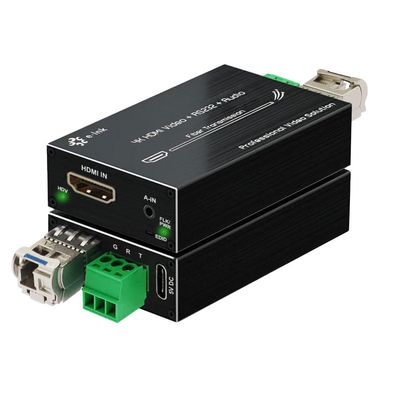 Throncom Mini 4K HDMI Fiber Extender - HDMI to Fiber Converter, 4K Video Optical Transceiver Up to 20km Over Single-Mode Optical with External Stereo Audio and RS232