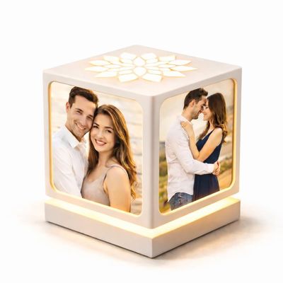 ZOCI VOCI Custom Rotating Picture Frame with Night Light, White