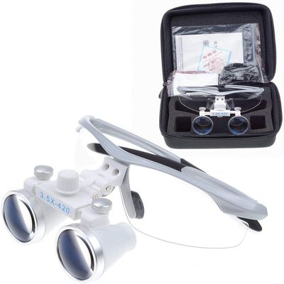 MrHugoo 3.5X-420 Working Distance Binocular Loupe Magnifier Optical Glass (Silver)